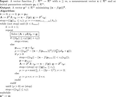 Pseudocode for the Levenberg-Marquardt nonlinear least-squares... | Download Scientific Diagram