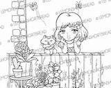Digital Stamp Posies Girl Digi Coloring Page Floral Flowers  Etsy sketch template