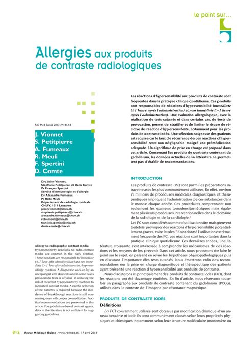 (PDF) Allergy to radiographic contrast media