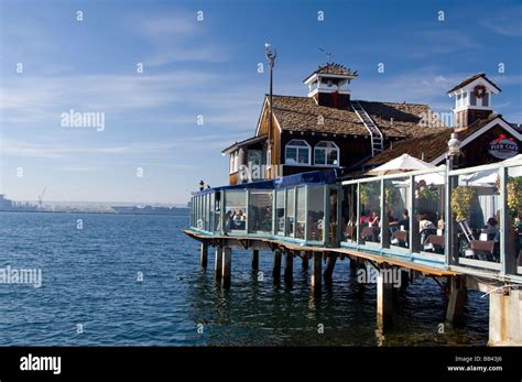 California, San Diego. Seaport Village, Pier Cafe Stock Photo - Alamy