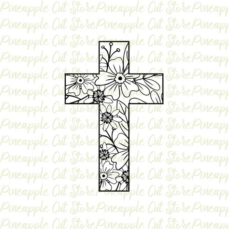 Easter Svg, Floral Easter Cross Svg, Easter Cross Dxf Png, Easter ...