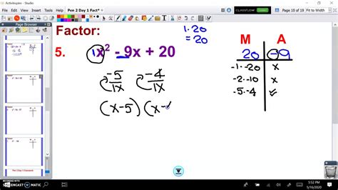 Factoring Quadratic Trinomials a = 1 Video 2 - YouTube