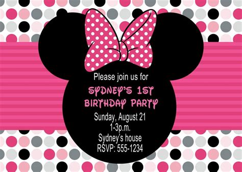 Minnie Mouse Birthday Party Invitations - FREE Invitation Templates - Drevio