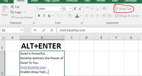 Excel 2 Lines In One Cell