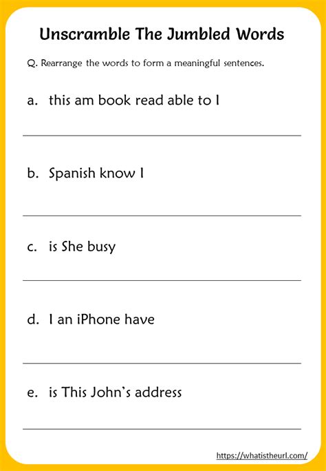 grade 1 jumbled sentences worksheet k5 learning - jumbled sentences ...