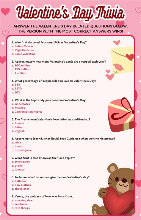 7 Best Valentine's Day Trivia Printable in 2023 | Valentines day trivia ...