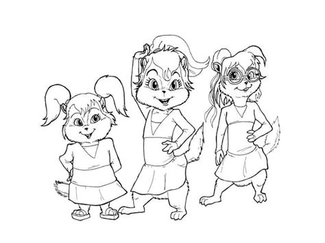 Chipettes from Alvin and the Chipmunks coloring page - Download, Print or Color Online for Free