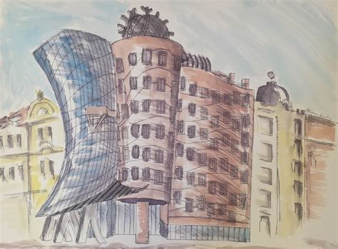 Athirayan SIvakumar Portfolio: "Frank Gehry Dancing House Sketch"