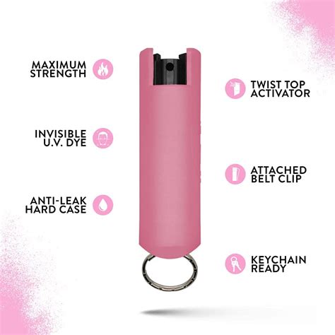 Light Pink Hard Case Personal Defense Pepper Spray Keychain