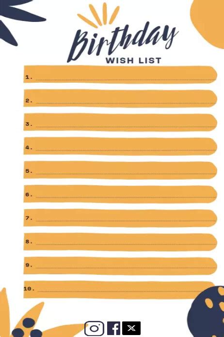 Copy of Birthday Wish List | PosterMyWall