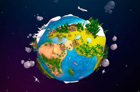 Cartoon Lowpoly Earth Planet 2 UVW | Animated earth, Earth drawings, Cute galaxy wallpaper