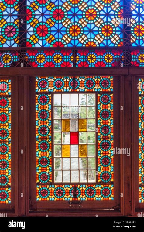 Azerbaijan, Sheki, Winter Palace, 18th century, traditional stained glass window Stock Photo - Alamy