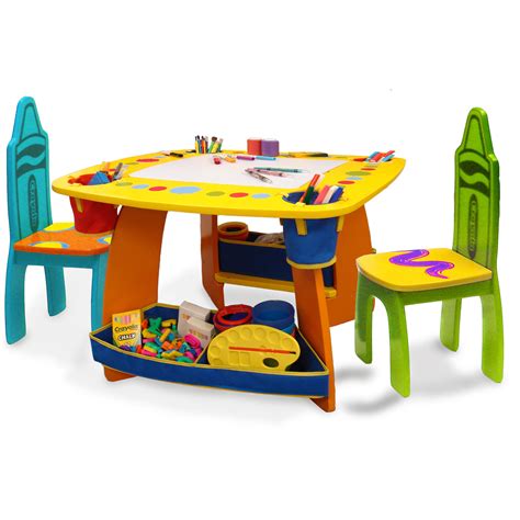 Grow 'n Up Crayola Wooden Kids 3 Piece Table and Chair Set & Reviews | Wayfair