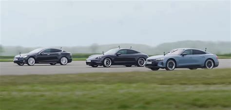 Audi RS e-tron GT vs. Porsche Taycan Turbo vs. Tesla Model S Race Has ...