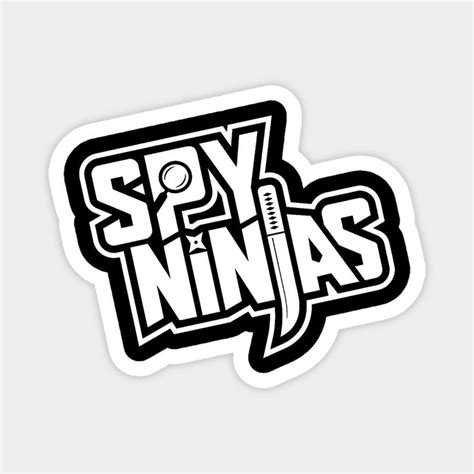 a sticker with the words spy ninjas written in black and white on it