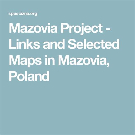 Mazovia Project - Links and Selected Maps in Mazovia, Poland ...