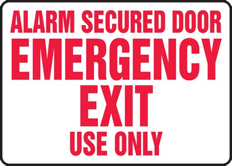 Alarm Secured Door Emergency Exit Use Only Safety Sign MEXT503