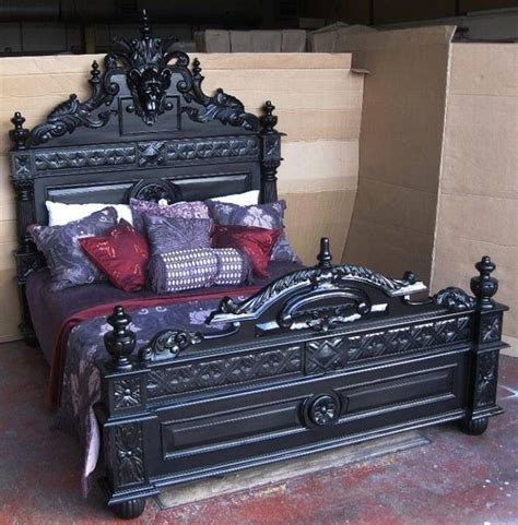 Gothic Rococo Vampire Bed - Antique Black - Double Size - Tudor Manor Gothic Bed | Gothic bed ...