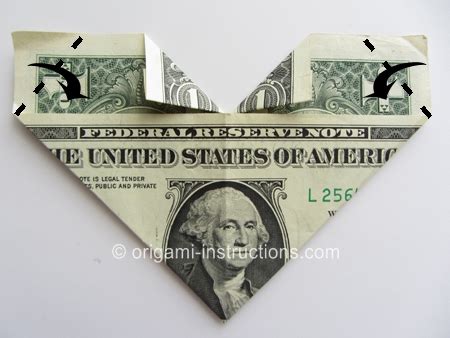 Easy Money Origami Heart Folding Instructions - How to Make Dollar Bill Origami Heart