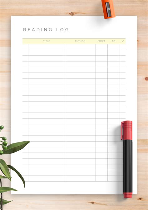 Printable Reading Log Free