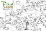 Coloring Pond Animals Pages Water Printable Habitat Life Ocean Ponds  sketch template