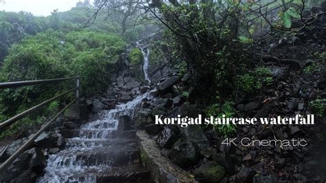 Korigad fort staircase waterfall 4k cinematic | lonavala - YouTube