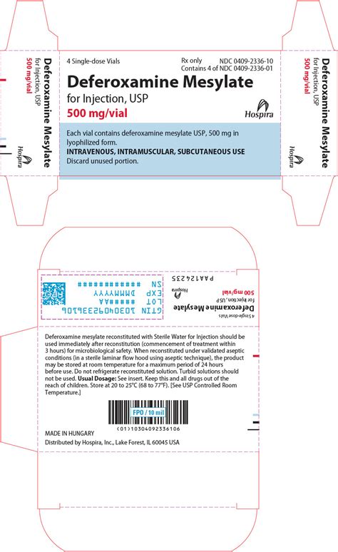 DEFEROXAMINE MESYLATE injection, powder, lyophilized, for solution