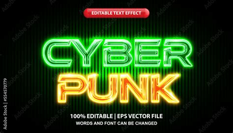 Cyberpunk editable text effect template, glowing neon light effect font ...