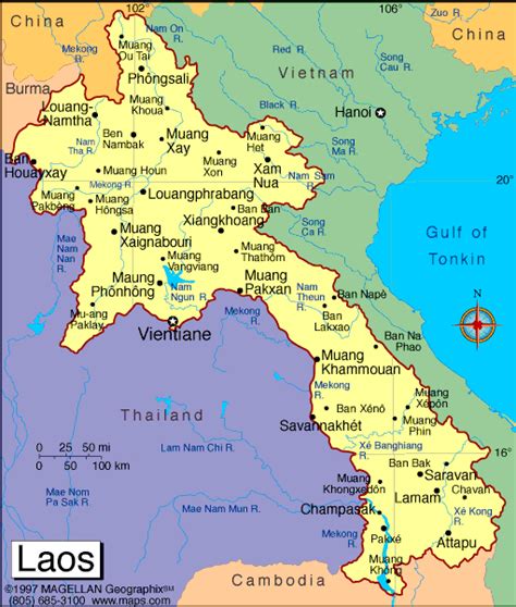 Laos Map Political Regional | Maps of Asia Regional Political City