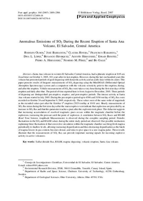 (PDF) Anomalous Emissions of SO 2 During the Recent Eruption of Santa ...