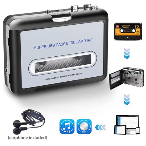 Cassette Tape to MP3 Converter, EEEkit Portable Cassette Player ...