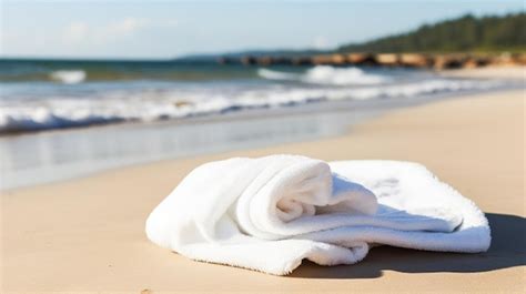 Premium AI Image | White Beach towel on the beach