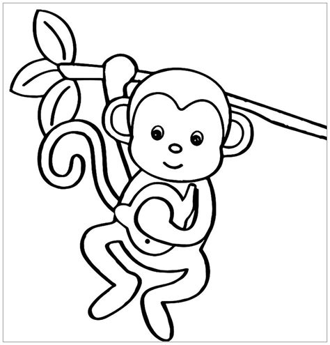 Cute Cartoon Monkey Coloring Pages