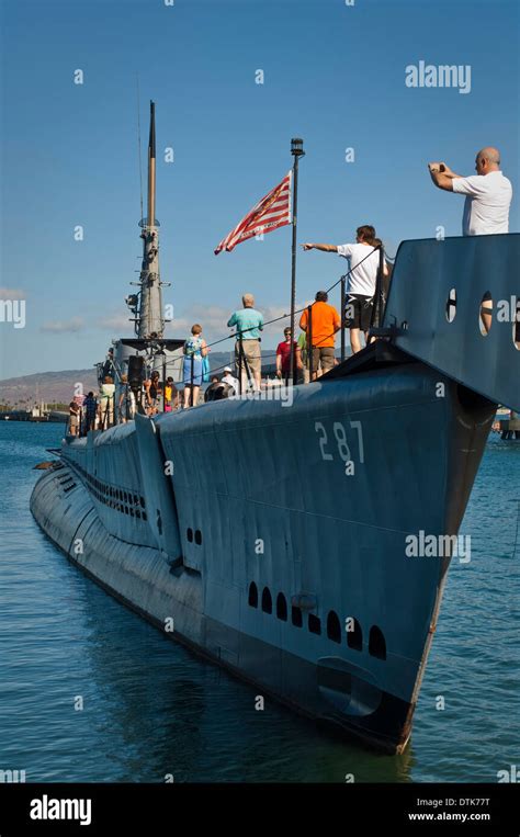 Tourists aboard the USS Bowfin Submarine, Pearl Harbor, Oahu, Hawaii ...