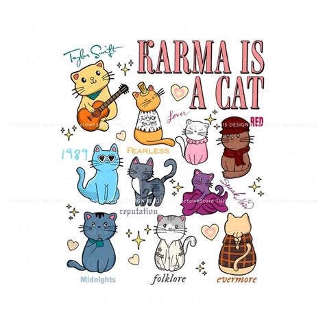 Karma Is A Cat The Era Cat Taylor Swift Album PNG | Taylor swift album, Taylor swift, Swift