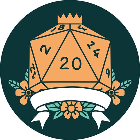 icon of natural 20 critical hit D20 dice roll 12100333 Vector Art at ...