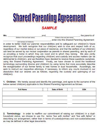 16+ SAMPLE Co-Parenting Agreement Templates in PDF | MS Word | Google ...