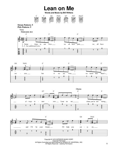 Lean On Me by Bill Withers - Easy Guitar Tab - Guitar Instructor