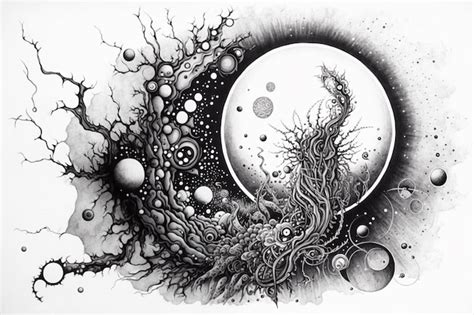 Premium Photo | Beautiful pencil drawing abstract composition surrealistic plot weaving branches ...