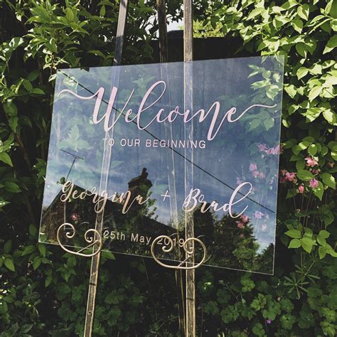 Welcome to our beginning | Gold wedding signs, Acrylic wedding sign, Wedding signs