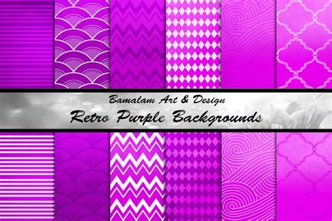 Retro Purple Patterns Graphic by Bamalam Art & Design · Creative Fabrica