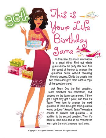 30th Birthday Party Games – Printable Games