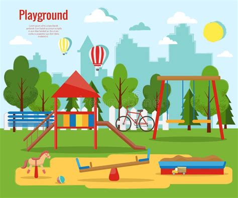 Children`s Playground Vector Illustration. Stock Illustration ...