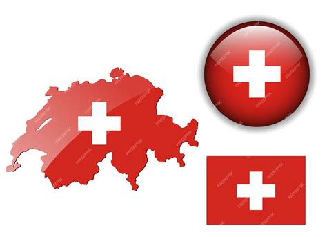 Premium Vector | Switzerland Swiss flag map and glossy button