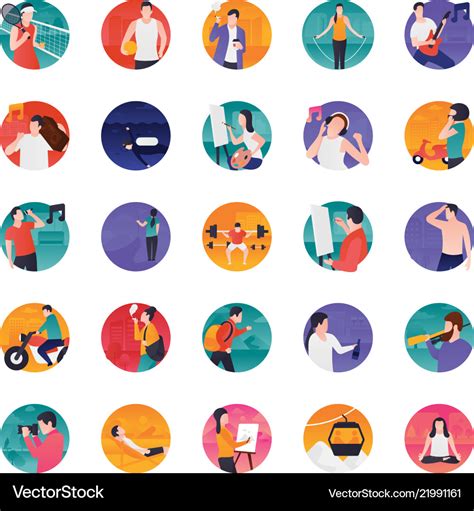 Activities flat icons Royalty Free Vector Image