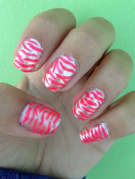 neon hot pink zebra print and a silver background Zebra Nail Designs, Zebra Print Nails, Silver ...