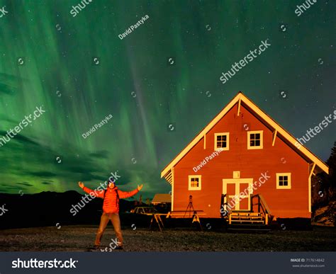 Happy See Northern Lights Aurora Alaska Stock Photo 717614842 ...