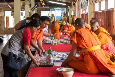 Thai Monk Pray for Religious Ceremony in Buddhist Editorial Photography - Image of monks, food ...