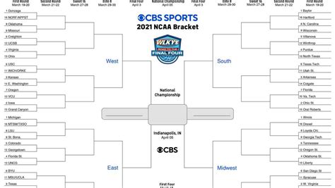 Download your printable 2021 NCAA tournament bracket