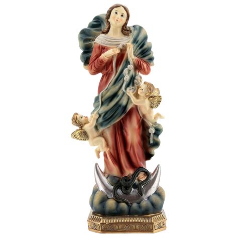 Our Lady undoer of knots statue with angels in resin 31.5 cm | online sales on HOLYART.com